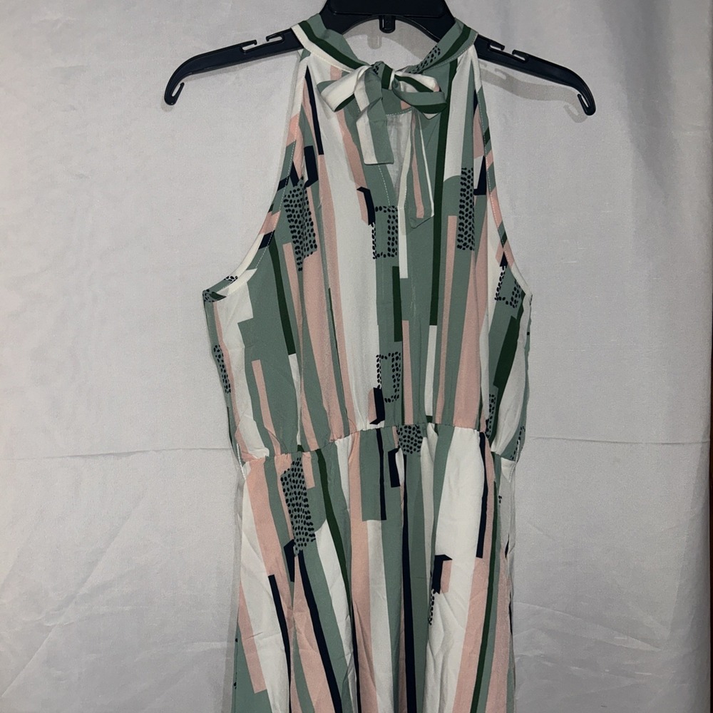 Beachy Vacay Women's Dress Pat Pat Size L Halter Sundress